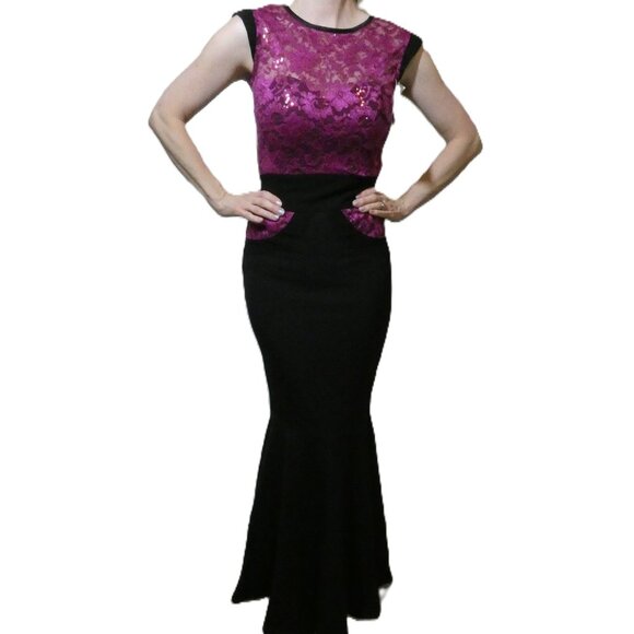 Holiday Party Dress Womens 4 Mermaid Corset Lace Vintage Old Hollywood Burgundy - Picture 1 of 9